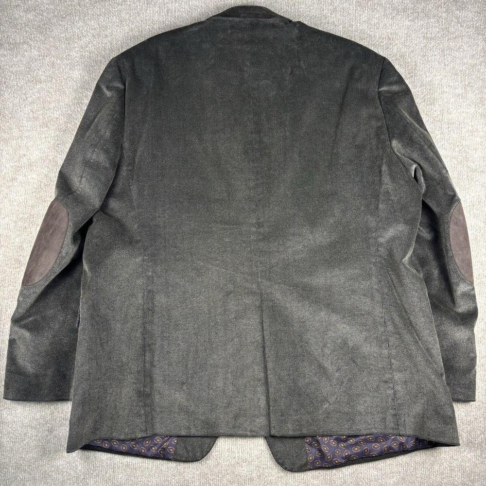 CHAPS Sport Coat Blazer Mens 48R Gray Elbow Patch Cotton Stretch - Picture 8 of 10